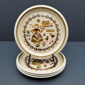 Mikasa Country Store Olde Homestead Salad Plates Cross Stitch Design Salad Plate